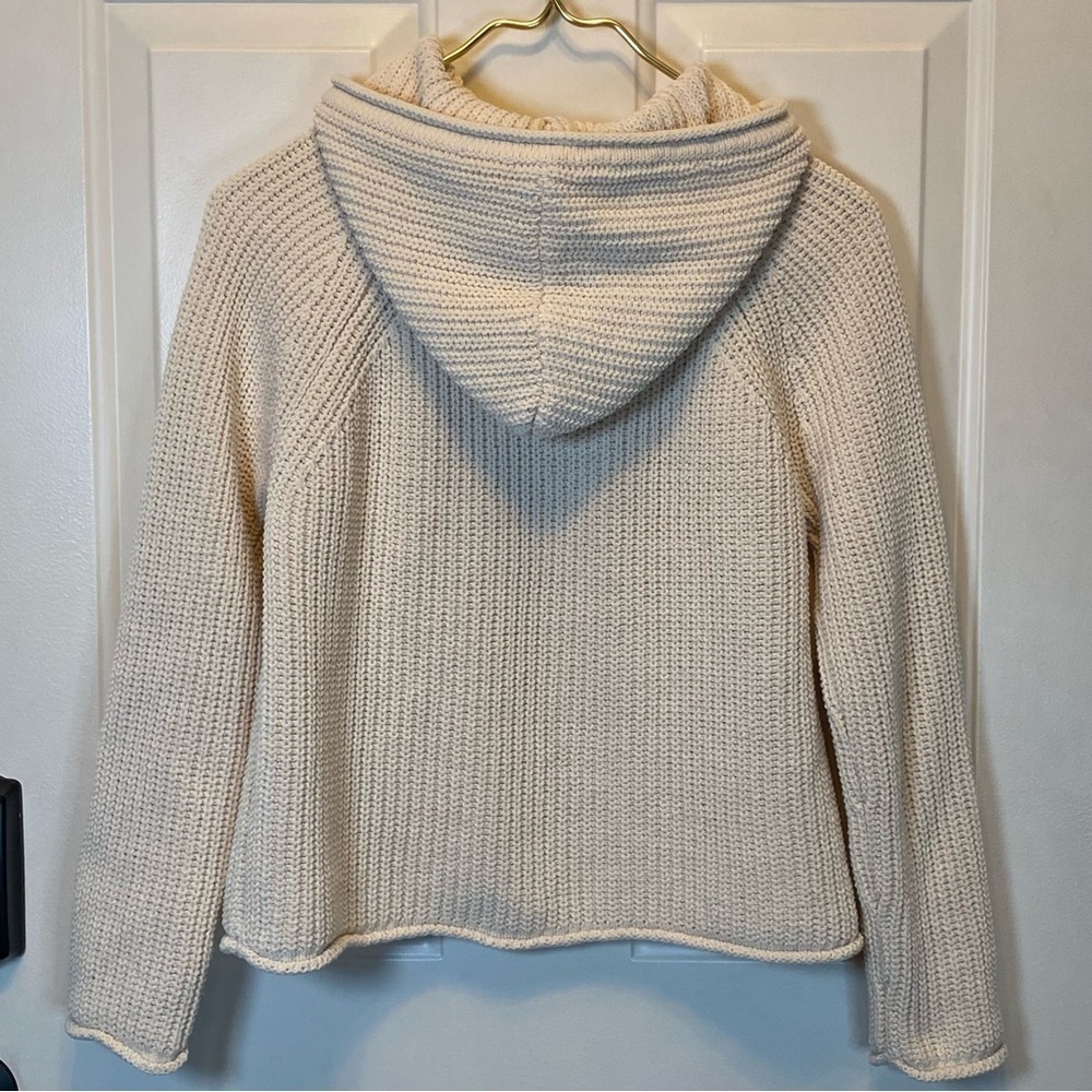 ZARA Girls Sz 13-14 Hooded Pullover Poly Blend Knit Sweater Cozy Cream - Picture 2 of 11